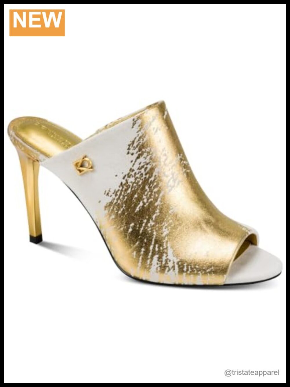 Heeled Mule Sandal Stiletto Almond Toe Pull-On Polyester Upper